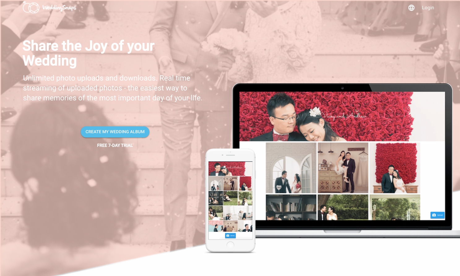 Screenshot of www.weddingsnaps.io